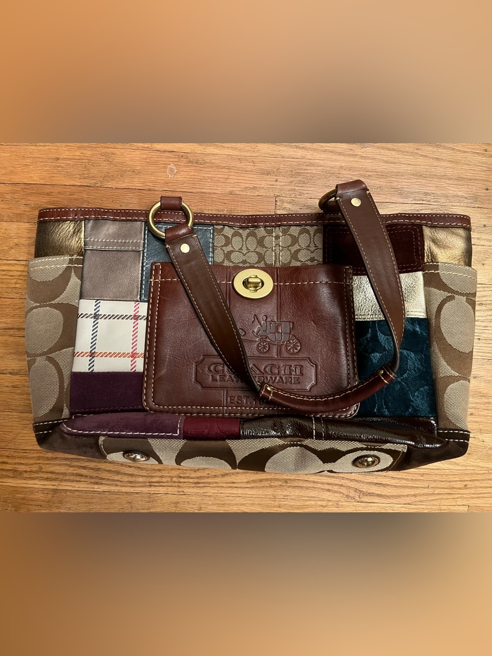Y2K Vintage Multicolor Patchwork Coach Purse